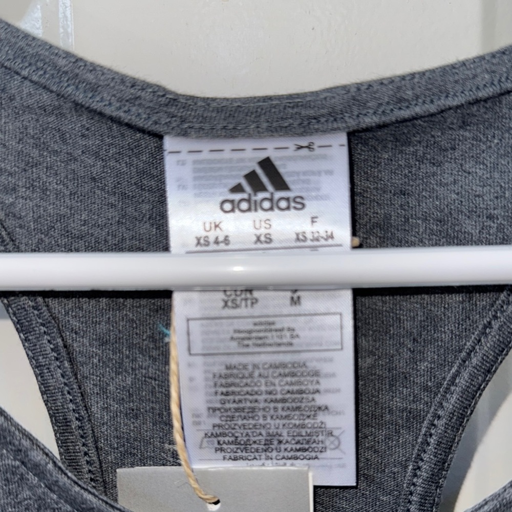Adidas Dark Gray Tank Top with Blue Logo - Picture 3 of 4